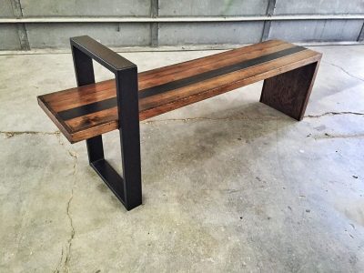 Custom Boston Entry Bench with Inlaid Steel