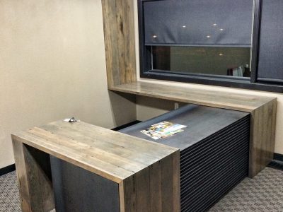 Custom Steel and Reclaimed Wood Flooring Office Desk