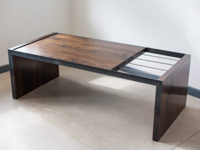 Nile Reclaimed Wood and Metal Coffee Table - Dark Walnut