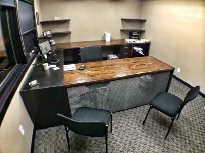 Custom Steel and Reclaimed Douglas Fir Corporate Office Desk