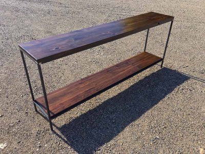 Custom Steel and Reclaimed Wood Sofa Table