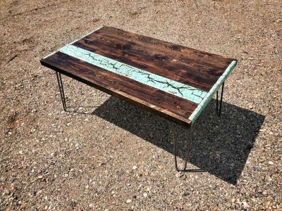 Reclaimed Douglas Fir and Crackled trim Helen coffee table