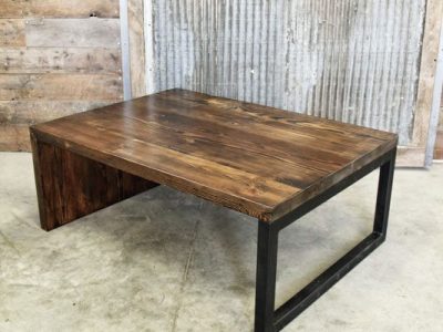 Reclaimed Wood and Black Steel Coffee Table - Dark Walnut