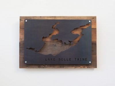 Reclaimed Wood and Metal Custom Lake Wall Art Sign Landscape