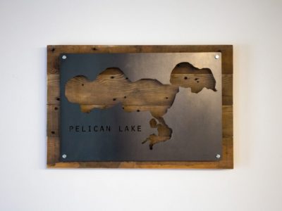 Reclaimed Wood and Metal Custom Pelican Lake MN Sign Wall Art