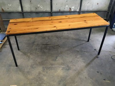 Reclaimed Wood and Steel Bar Pub Table
