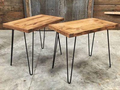 Reclaimed wood hair pin end tables