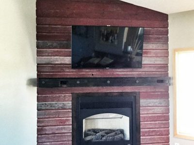 Red Barn Board and Reclaimed Timber Mantle