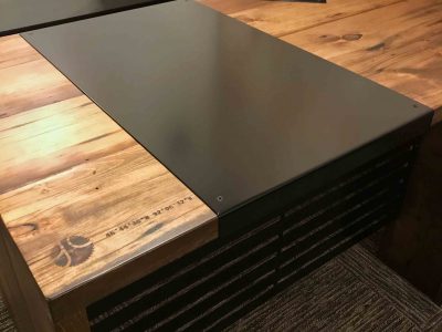 Black metal Brown Wood custom made office desk