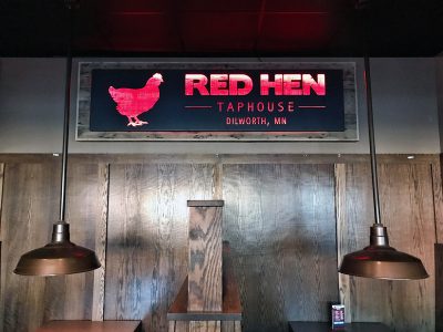 Red Hen Taphouse Moorhead Interior Restaurant LED Illuminated Bar Sign