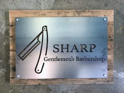 Sharp-Gentlemens-Barbershop-Custom-Metal-and-Wood-Business-Sign