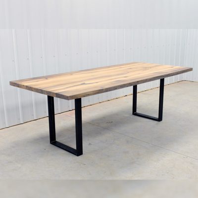 1-Boston - Natural Oak Rustic Hardwood Pedestal Dining Table