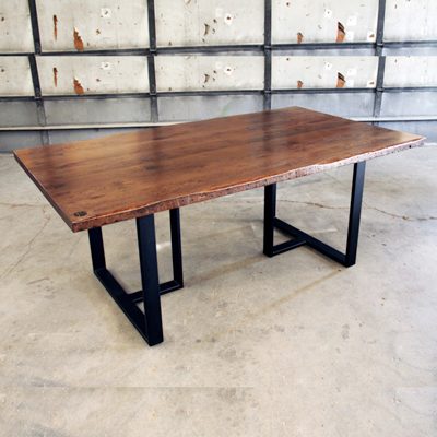 15 Custom - Live Edge Reclaimed Oak Dining Table with Welded and Powdercoated Black Steel Base