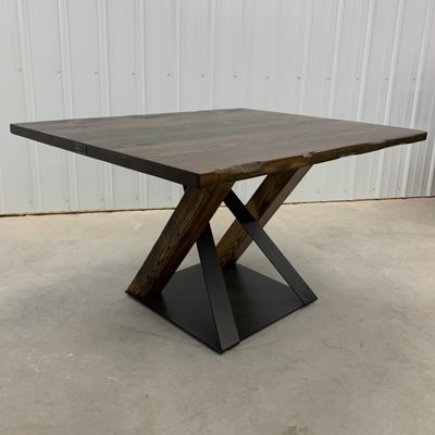 19 Custom - One-Off Custom Pedestal Wood and Metal Breakfast Nook Table