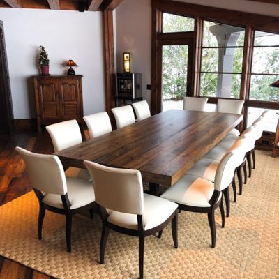 22 Custom - Reclaimed Oak Oversized Custom Dining Table with Steel Pedestal Base