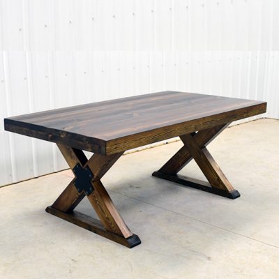 54 Wood X Brace Style Pedestal Farmhouse Dining Table